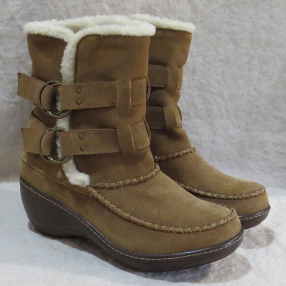SoftWalk Manchester Suede Leather Boots With Faux Shearling Trim SIZE 8.5 - Picture 1 of 12